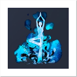 Yoga light blue Posters and Art